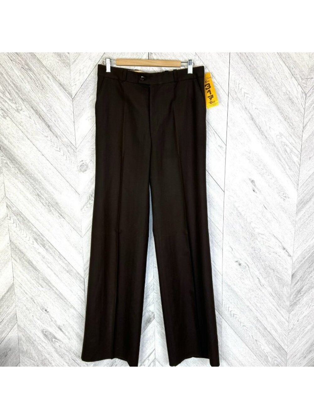 VTG 70s Deadstock Hudsons Bay Mens Dress Pants Brown Wool Size 34 Unfinished Hem